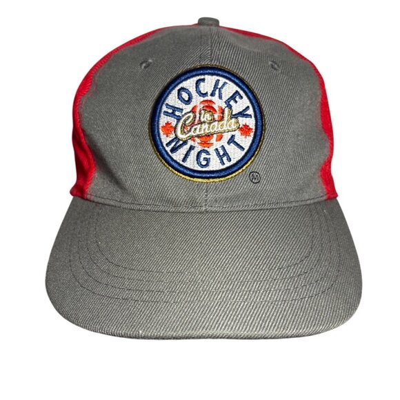 Vintage Hockey Night In Canada Red & Gray Snapback Hat By Budweiser - Picture 1 of 8